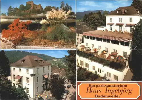 Badenweiler Kurparksanatorium Haus Ingebjoerg Terrasse Burgruine Kat. Badenweiler