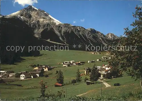 Tschierv Muenstertal mit Piz d Aint und Ofenpass Kat. Tschierv