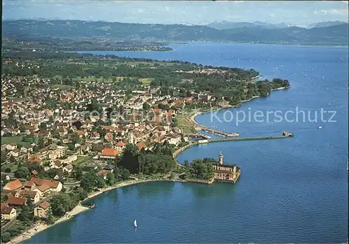 Langenargen Bodensee Fliegeraufnahme mit See und Vorarlberg Kat. Langenargen