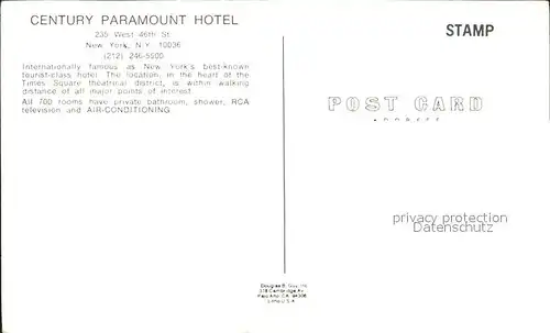 New York City Century Paramount Hotel / New York /