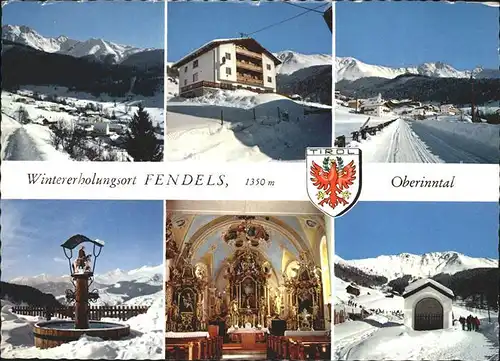 Fendels Glockenturmgebirge Gasthof Burgschroffen Dorfbrunnen Kirche Kapelle  Kat. Fendels