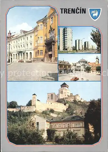 Trencin Trentschinteplitz Schloss Hochhaeuser Stadtplatz  Kat. Trencsenteplic