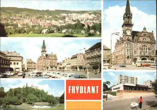 Frydlant Celkovy pohled Radnice Namesti Hrad Nova vystavba Kat. Friedland