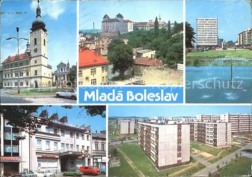 Mlada Boleslav Mittelboehmen Radnice Pohled na mesto Nova vystavba Hotel Venec Kat. Mlada Boleslav