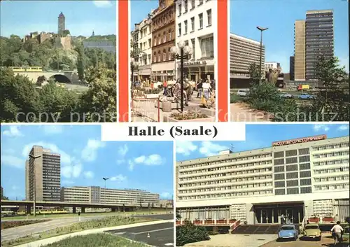 Halle Saale Burg Giebichenstein Klement Gottwald Strasse Thaelmannplatz Interhotel Stadt Halle Kat. Halle