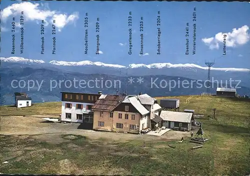 Gerlitzen Gipfelhaus mit Blick auf das Nockgebiet Kat. Arriach