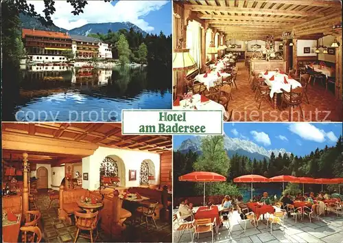 Grainau Hotel am Badersee Restaurant Terrasse Zugspitze Wettersteingebirge Kat. Grainau