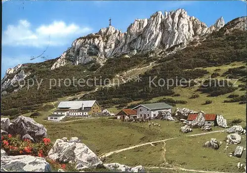 Aschau Chiemgau Steinlingalm mit Kampenwand Gipfelkreuz Chiemgauer Alpen Kat. Aschau i.Chiemgau