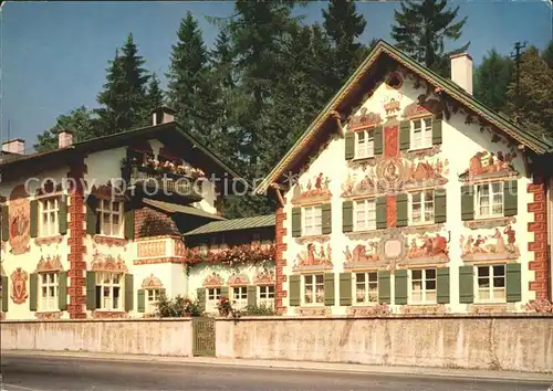 Oberammergau Haensl und Gretl Heim Fassadenmalerei Passionsspieldorf Kat. Oberammergau