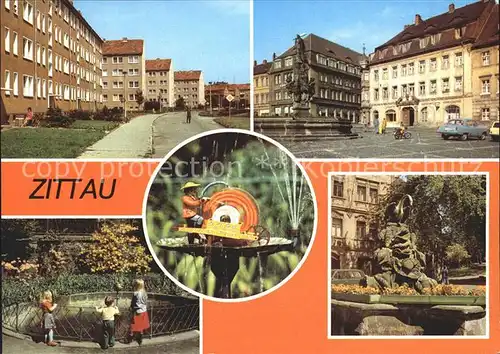 Zittau Neubaugebiet Herkulesbrunnen August Bebel Platz Schleifermaennel Brunnen Schwanenbrunnen Kat. Zittau