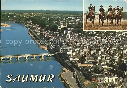 Saumur Fliegeraufnahme Loirpartie mit Bruecke Reiter Kat. Saumur