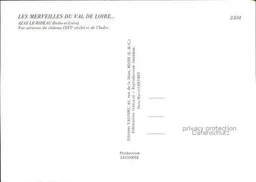 Azay le Rideau Fliegeraufnahme Chateau Kat. Azay le Rideau