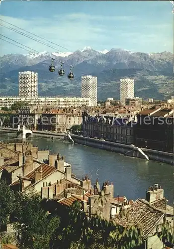 Grenoble Quais de l`Isere et Telepherique de la Bastille Kat. Grenoble