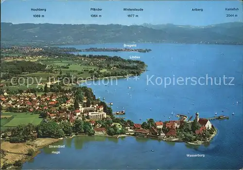 Wasserburg Bodensee Fliegeraufnahme Lindau Bregenzerwald Hochberg Pfaender Arlberg  Kat. Wasserburg (Bodensee)