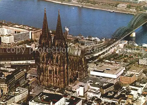 Koeln Rhein Fliegeraufnahme Dom Rheinufer  Kat. Koeln