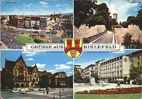 Bielefeld Altstadter Kirchplatz Sparrenburg Jahnplatz Rathaus Stadttheater  Kat. Bielefeld