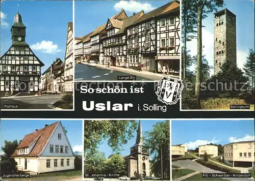 Uslar Solling Sollingturm Alb Schweizer Kinderdorf Lange Strasse St. Johannis Kirche  Kat. Uslar