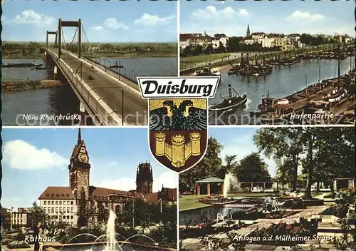 Duisburg Ruhr Neue Rheinbruecke Hafen Anlagen Muehlheimer Strasse Rathaus  Kat. Duisburg