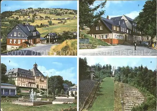 Klingenthal Vogtland Aschbergschanze und Schaenke Rathaus Kat. Klingenthal Sachsen