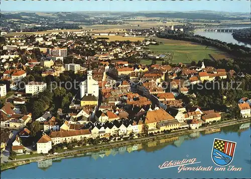 Schaerding Fliegeraufnahme mit St.Florian und Kraftwerk Kat. Schaerding