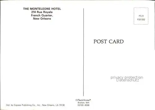 New Orleans Louisiana The Monteleone Hotel Kat. New Orleans