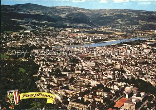Linz Donau Fliegeraufnahme mit Urfahr  Kat. Linz