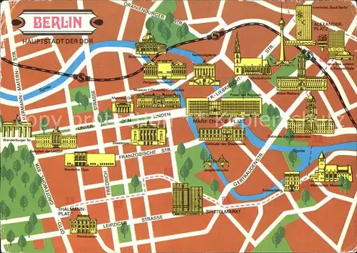 Berlin Stadtplan mit Sehenswuerdigkeiten Kat. Berlin