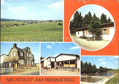 Neustadt Rennsteig Panorama Waldbaude Dreiherrnstein FDGB Erholungsheim Am Kammweg Konsum Einkaufszentrum Freibad Kat. Neustadt Rennsteig