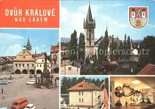 Dvur Kralove nad Labem Gottwaldovo namesti Kostelem Vystava Kralovedvorske textilni leto Kat. Koeniginhof an der Elbe