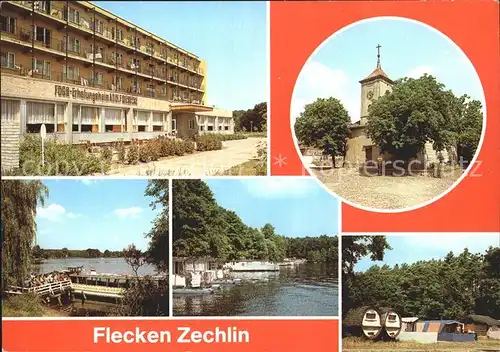 Flecken Zechlin FDGB Erholungsheim Adolf Giesecke Kirche Schwarzer See Wohnboot Campingplatz Kat. Rheinsberg