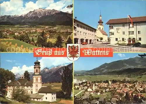 Wattens Gesamtansicht mit Alpenpanorama Hauptstrasse Kirche Kat. Wattens