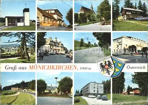Moenichkirchen Kapelle Hotel Kirche Promenade Rasthaus Springbrunnen Sessellift Talstation Kat. Moenichkirchen am Wechsel