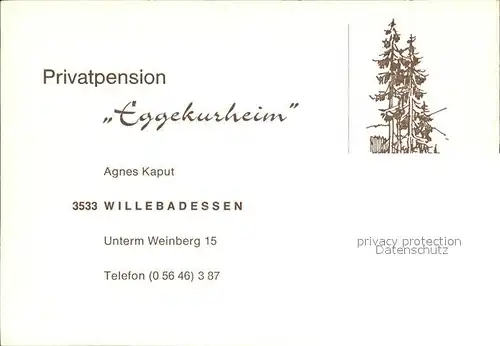 Willebadessen Privatpension Eggekurheim Kat. Willebadessen