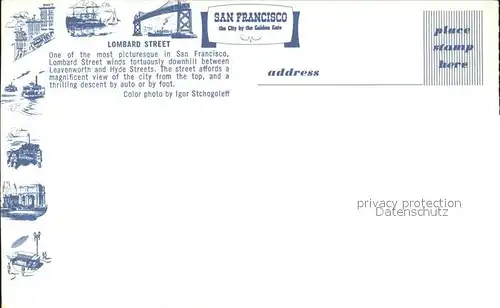 San Francisco California Lombard Street Kat. San Francisco