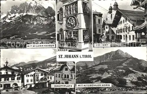 St Johann Tirol Ortspartie Wilder Kaiser Hauptplatz Kitzbuehler Horn Kat. St. Johann in Tirol