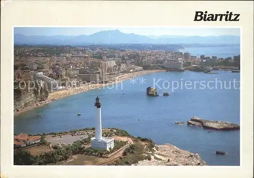 Biarritz Pyrenees Atlantiques Fliegeraufnahme mit Leuchtturm Kat. Biarritz
