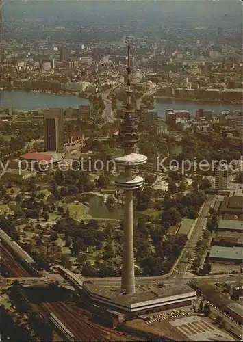 Hamburg Fliegeraufnahme mit Fernsehturm Kat. Hamburg