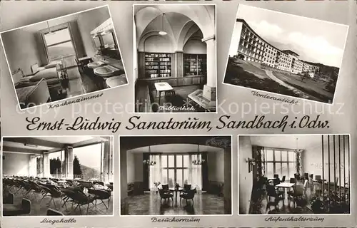 Sandbach Hessen Ernst Ludwig Sanatorium Krankenzimmer Bibliothek Liegehalle Besucher und Aufenthaltsraum Kat. Breuberg