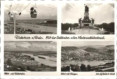 Ruedesheim Rhein Seilbahn Niederwalddenkmal Fliegeraufnahme Totalansicht Kat. Ruedesheim am Rhein