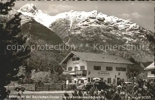 Scharnitz Rasthaus Bayrisch Tiroler Grenze Alpen Huber Karte Nr 10250 Kat. Scharnitz