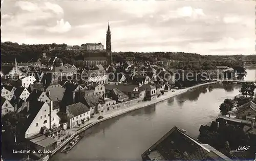 Landshut Isar Panorama Blick ueber den Fluss Kat. Landshut