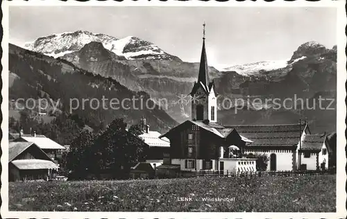 Lenk Simmental Kirchenpartie mit Wildstrubel Kat. Lenk Simmental