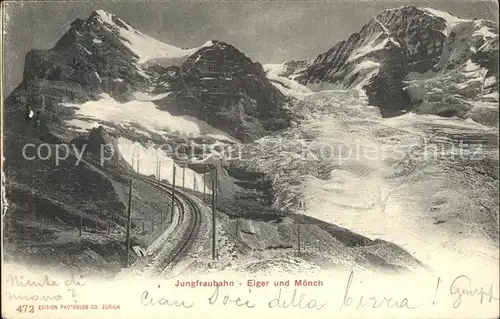 Jungfraubahn mit Eiger und Moech Kat. Jungfrau