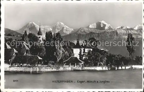Hilterfingen Thunersee Partie am See mit Eiger Moench Jungfrau / Hilterfingen /Bz. Thun