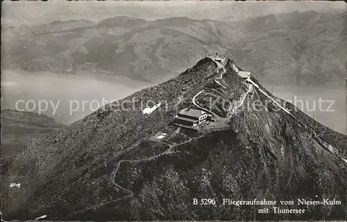 Niesen Kulm Fliegeraufnahme mit Thuner See Kat. Niesen Kulm