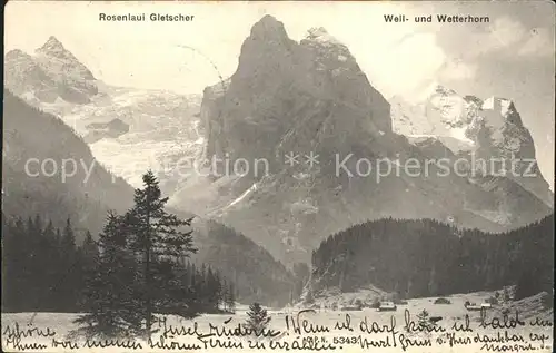 Rosenlauigletscher mit Well  und Wetterhorn Kat. Rosenlauistock