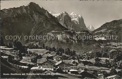 Hasliberg Reuti mit Wetterhorngruppe und Eiger Kat. Hasliberg Reuti