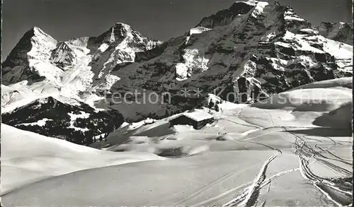 Kleine Scheidegg Wengen mit Eiger Moench Jungfrau Kat. Scheidegg Kleine