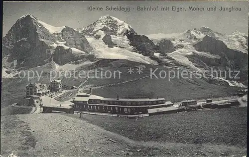 Kleine Scheidegg Wengen mit Eiger Moench Jungfrau Kat. Scheidegg Kleine