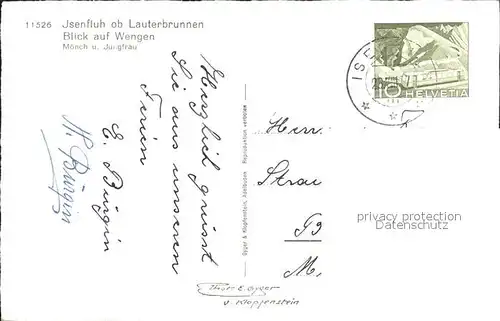 Isenfluh ob Lauterbrunnen mit Wengen Moench Jungfrau Kat. Isenfluh